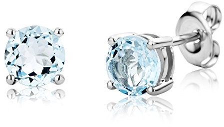 MIORE Schmuck, Ohrringe Damen, Ohrstecker Gold 375 9 Kt Gelbgold, Damenohrringe mit Topas Edelstein in Krappenfassung, goldene Ohrstecker Damen, Ohrschmuck