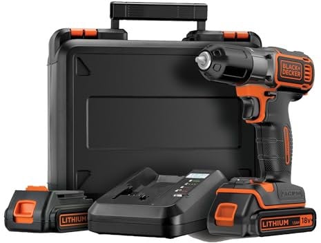 BLACK+DECKER, Trapano/Avvitatore Autosense™ 18V Litio in valigetta con doppia batteria e caricabatterie rapido. ASD18KB-QW