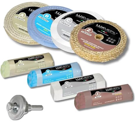 Lux Metal 4 polierpaste 250 g - 4 Polierscheibe 150 mm Polierset set DIY kit Schleifpaste Metall Aluminium, Bank Poliermaschine, Edelstahl, Messing, Kupfer, Holz, Kunststoff, schleifmaschinen, messer