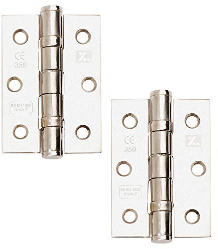 Excel XL962 Pair of 3 Grade 7 Door Hinges, Polished Chrome