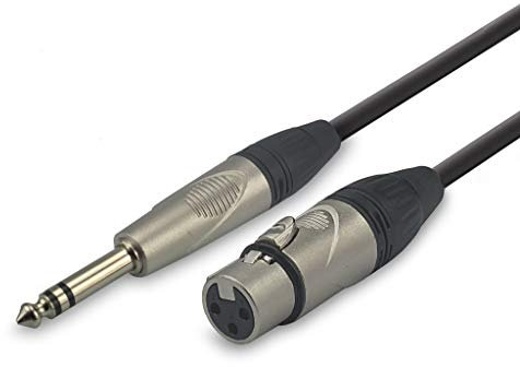 Audibax Pro Cavo XLR femmina a jack stereo - Lunghezza 1 metro - Connettori OFC ad alta trasmissione del segnale - Rivestito in PVC - Massimo isolamento - Diametro 6 mm - Colore nero