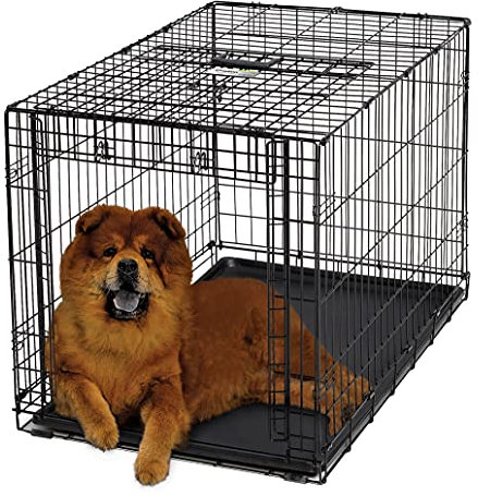 MidWest Homes for Pets Ovation Modell 1936 Hundebox, mittelgroß, Einzeltür, faltbar, Metall, 91 cm lang, mit Trenneinsatz, Bodenschutz, auslaufsicherer Wanne, für größere Hunderassen, schwarz