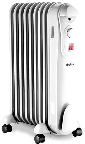 Schallen Portable Electric Slim Oil Filled Radiator Heater with Adjustable Temperature Thermostat, 3 Heat Settings & Safety Cut Off (2000W | 9 Fin)