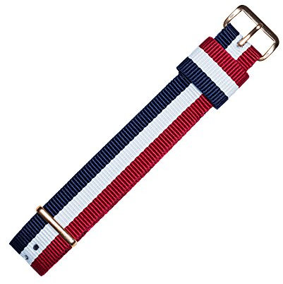 MARBURGER Uhrenarmband 20mm Textil Weiss Rot Blau - Werkzeug Montage Set 9512020000220