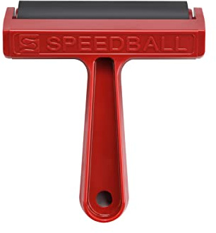Speedball 4-Inch Hard Rubber Brayer - Pop-in Roller for Block Printing, Printmaking, and Ink Applications