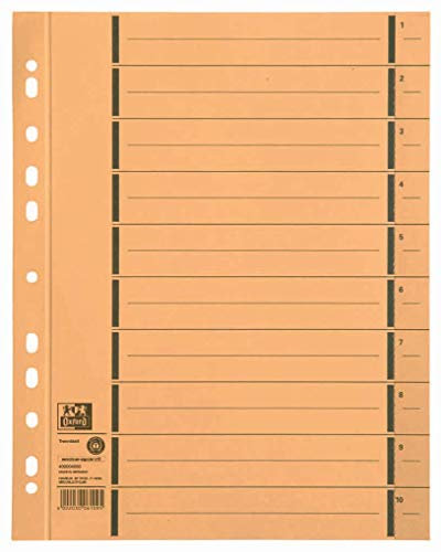 Oxford Trennblätter A4 aus Karton mit Perforation, gelb, 100 Stück