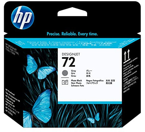 HP 72 Originaler DesignJet Druckkopf (C9380A) in Grau & Fotoschwarz, für HP DesignJet T2300 eMFP, T1300, T1200, T1120, T1100, T1100 MFP, T795, T790, T770, T620, T610 & T600 Großformatdrucker