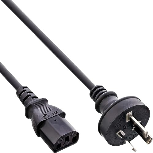 InLine 16652D Netzkabel, Netzstecker Australien/Argentinien auf Kaltgerätestecker C13, 1,8m