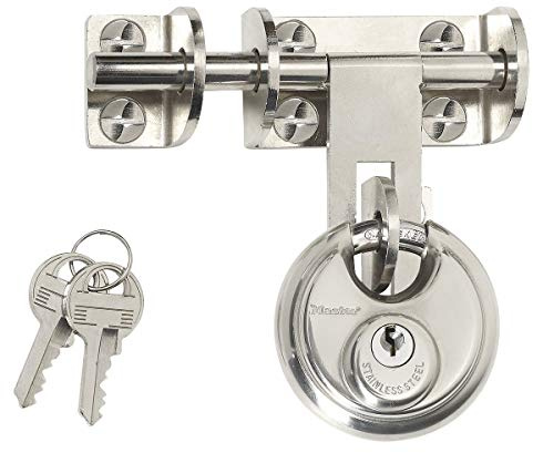 Master Lock 448EURD Pack Including Steel Bolt Hasp and Disc Keyed Padlock
