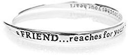 Armreif, versilbert, mit Inschrift „a FRIEND... reaches for your hand and touches your heart
