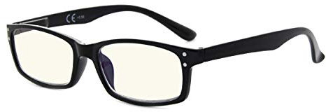 Eyekepper Spring Hinges with UV Protection, Anti Blue Rays, Anti Glare and Scratch Resistant Lens Amber Tinted Lenses Computer Reading Glasses Black +0.5