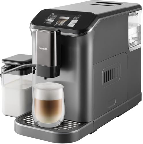 SENCOR Cafetera Espresso Automática con Wi-Fi, Pantalla TFT, 20 Bar, 1,5 L, Molinillo 15 Niveles, Tanque de Leche 750 ml