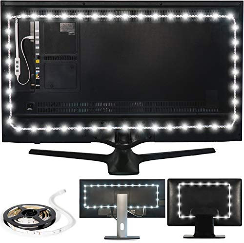 Luminoodle Bias Lighting, Backlight Kit for Monitors up to 23 - USB LED Light Strip - Computer Monitor Backlight - True White Adhesive Strip - White - Small (<23 TV)