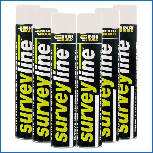 6X Everbuild Survey Spray Line Marker Paint White - 700ml