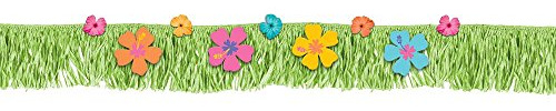 (PKT) Hawaiian Hibiscus Fringe Banner 1.8cm x 22.8cm