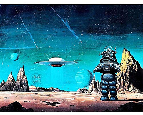 Wee Blue Coo Movie Film Painting Robby Robot Forbidden Planet Space Stars Sci Fi USA Art Print Poster Wall Decor Kunstdruck Poster Wand-Dekor-12X16 Zoll