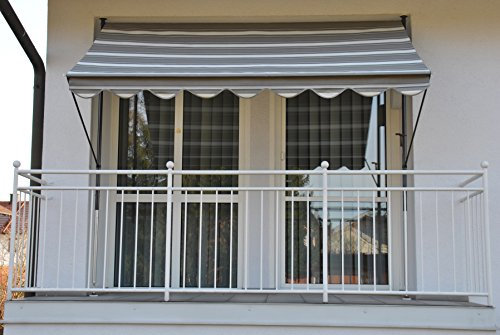 Angerer Freizeitmöbel GmbH Klemmmarkise Exklusiv - Markise für Sonnenschutz - Montage ohne Bohren und Dübeln - ideale Balkonmarkise für Mietwohnungen (Grau, 150 cm)