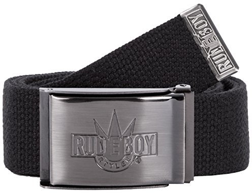2Stoned Gürtel Koppelgürtel Unisex Schwarz, matte Schnalle Rudeboy, 4 cm breit, Stoffgürtel für Damen und Herren