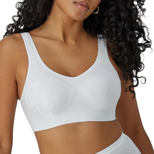 Bali Women's Comfort Revolution Shaping Wirefree Bra DF3488, White Pattern Dot, 3X-Large
