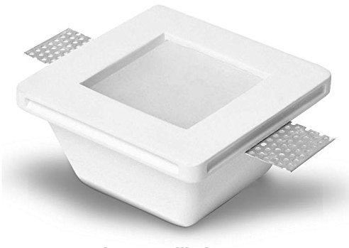 PORTAFARETTO QUADRATO DA INCASSO IN RESINA DI GESSO CON VETRO PER FARETTI GU10 e GU5.3 MOD. GQDTL-2006
