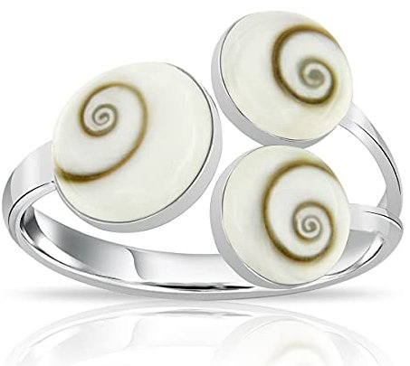 PLANETYS - Ring aus Sterling-Silber 925/1000, mit 3 Perlmutt, Auge der heiligen Lucia, Perlmutt, Auge der Heiligen Lucia
