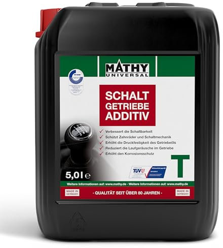 MATHY-T Schaltgetriebeöl-Additiv (5,0 l) - Verschleißschutz für Schaltgetriebe & Hinterachsen - Getriebeöl-Zusatz - Verbessert die Schaltung - Reduziert Verschleiß - Öl-Zusatz für SAE 75 bis 140