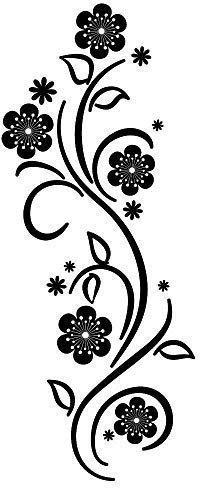 Wandtattoo Blumen Ranke Verzierung Schnörkel - 30 Farben - 4 Größen