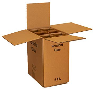 WBV Weinkarton Flaschenkarton für 6 Flaschen mit DHL und UPS Zulassung, Pappe, 1 kg Tragfähigkeit