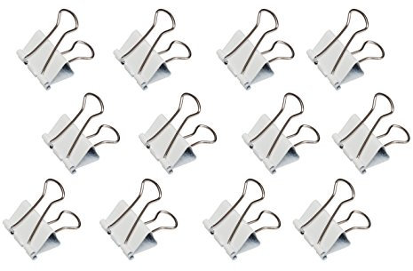 MAUL original mauly Klemmer (12 Stück) 19 mm | Befestigung mit 7 mm zum Klemmen von bis zu 70 Blatt Papier | vielseitig einsetzbar im Büro, als Küchen Gadgets und im Haushalt | Weiß