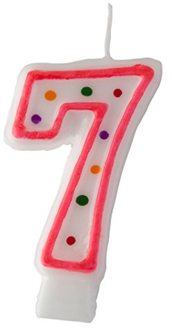 Idena 408354 - Zahlenkerze 7, Rot, Geburtstag, Kindergeburtstag, Kuchenkerzen, Torte, Kerzen