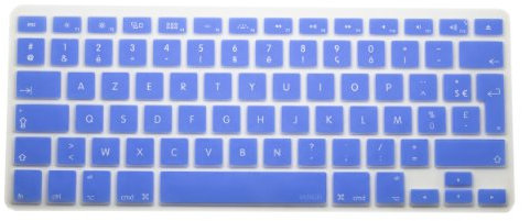 MiNGFi Protection Clavier Silicone Français AZERTY pour MacBook Pro 13 A1278 A1425 A1502 Air 13 A1369 A1466 Pro 15 A1398 A1286 Pro 17 A1297 (2008–2017) EU/ISO - Bleu Clair