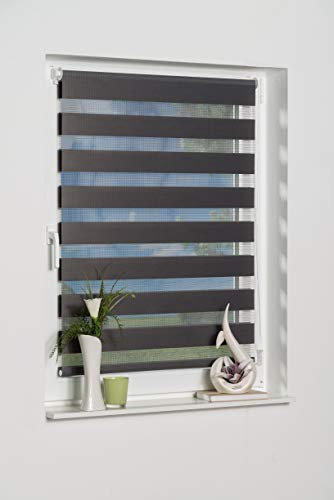 K-home Klemmfix Doppelrollo Madrid ohne Bohren Grau 110 x 150 cm (B x L)