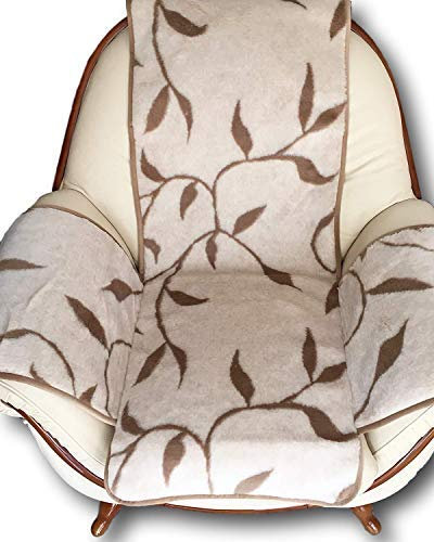 Sesselschoner Zweige beige, mit Seitentaschen, Überwurf, mit Kaschmirwolle