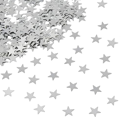 SHATCHI 14 Gram Silver Stars Table Scatter Confetti Birthday Wedding Anniversary Christmas Festive Party Decorations,SHATCHI