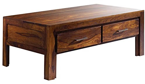 MASSIVMOEBEL24.DE Couchtisch Sheesham braun lackiert Metro Life #105 | 115x65x45 cm (BxTxH) 31 kg Modern montiert vollmassiv