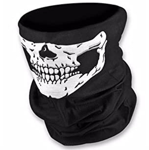 FamilyFirst Men's Skull Face Mask- Neck Tube Snood Balaclava- Ski Cycle Biker BMX Paintball Bandana Scarf, Black, One Size
