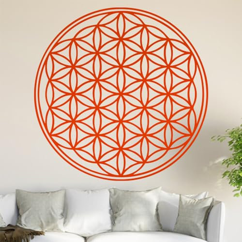 Kiwistar Blume des Lebens - Baum Wandtattoo in 6 Größen - Wandaufkleber Wall Sticker - Dekoration, Küche, Wohnzimmer, Schlafzimmer, Badezimmer (30 x 30 cm, 34_orange)