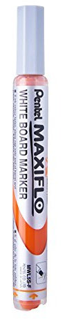 Pentel Maxiflo Whiteboard-Marker, feine Rundspitze, Orange, 4 Stück