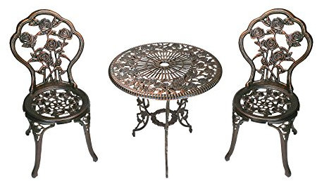 Oakland Living 3-teiliges Rosen-Bistro-Set mit 59,9 cm Aluminiumguss-Tisch