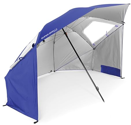 Sport-Brella Super-Brella UPF 50+ Sun & Rain Canopy Umbrella – 8-Foot Beach, Sports & Camping Shelter