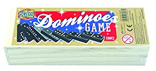 Family Games Henbrandt Wooden Dominoes 28 Pieces Retro Domino Game Traditional Set for Kids, White, Black, 25 x 7.5 x 10 cm