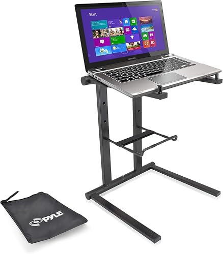 Pyle Supporto PC Portatile, Supporto Laptop Portatile con Tavolo Regolabile in Altezza, Supporto per Laptop con Vassoio Secondario per Accessori, Supporto Notebook