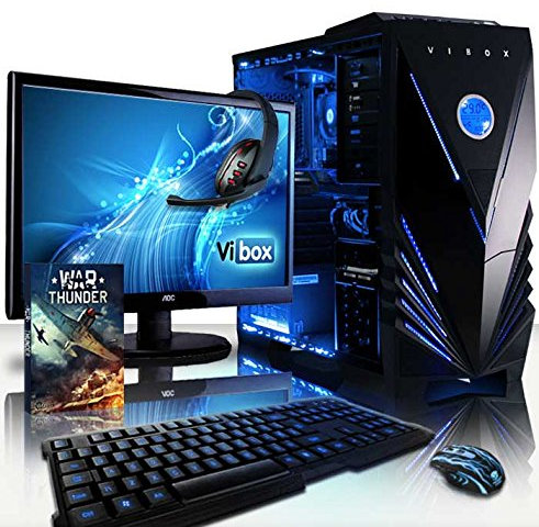 VIBOX Sharp Shooter Pack 7S Gaming Central Unit 21,5 Zoll (54,61 cm) Neon Blau (AMD Athlon 64 FX, 8 GB RAM, 1 TB, Nvidia GeForce GTX 750)
