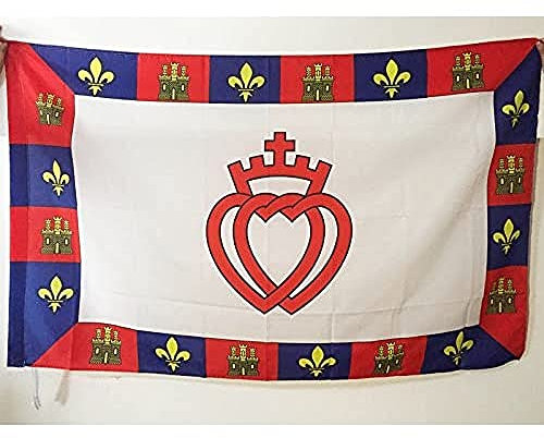 AZ FLAG - Drapeau Armoiries de la Vendée - 150x90 cm - Drapeau Vendéen Catholique 100% Polyester Avec Fourreau et cordelette - Pavillon 110 g