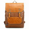 DokinReich Retro PU Leder Vintage Rucksack Wanderrucksack Hiking Backpack Damen Herren Schultertasche PU Rucksack für Camping, L, Braun