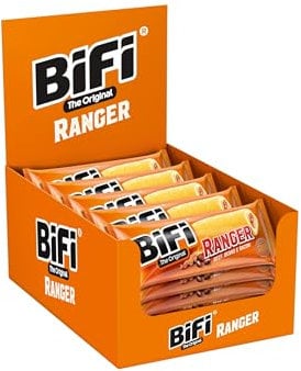 BiFi Ranger Beef – 20er Pack (20 x 50 g) – Herzhafter Salami Snack im Teigmantel – Wurstsnack to go mit Beef, Beans & Bacon