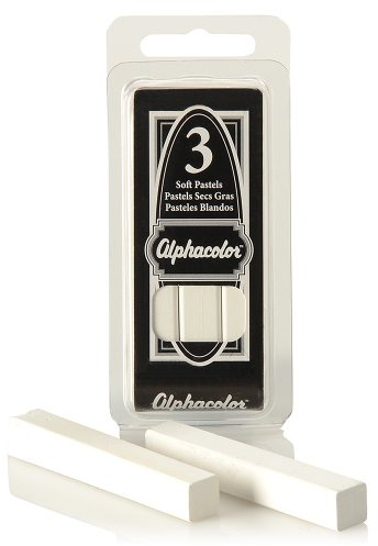 Derwent Alphacolor Round Soft Pastels, White, 3 Pastels per Pack (105W)