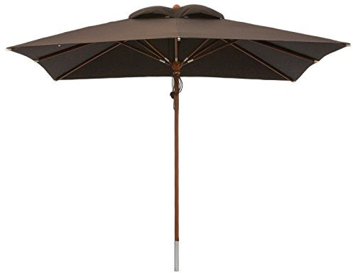 anndora® Sonnenschirm mit Holz - Gartenschirm 3 x 3 m eckig wasserabweisend - Marktschirm mit Winddach Braun - quadratisches Schirmdach mit Windfang