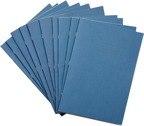 Rhino A4 Exercise Books, 64-Page / 7mm Squared Paper Notebook, 10-Pack, Office & School Stationery Supplies, Light Blue