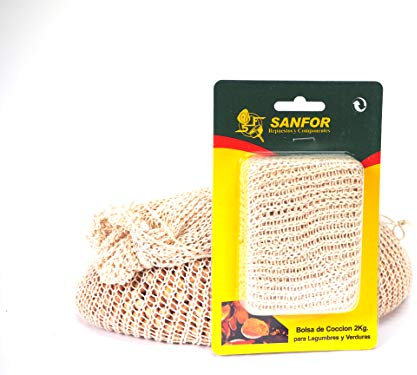 SF SANFOR 2 kg Beutel für Hülsenfrüchte, geeignet für alle Arten von Schnellkochtöpfen, 100% Baumwolle, Braun